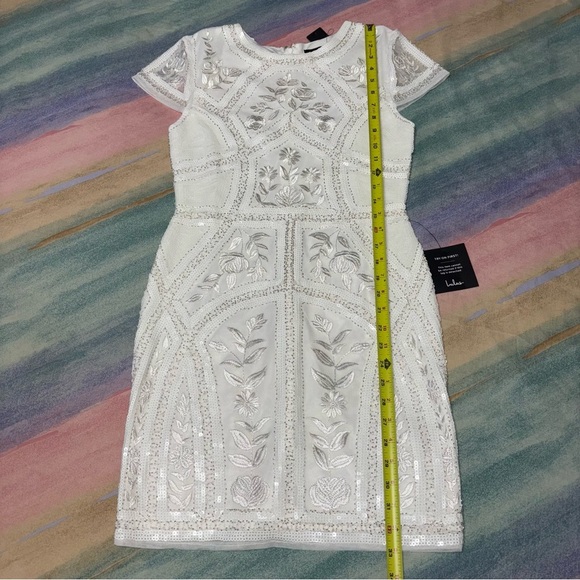 Lulus Spread Your Shine White Sequin Embroidered Bodycon Dress size M NwT - Picture 11 of 11